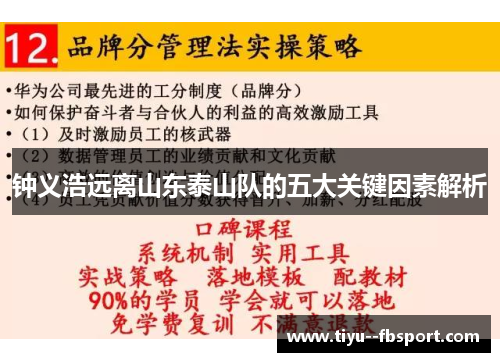 钟义浩远离山东泰山队的五大关键因素解析 钟义浩远离山东泰山队的五大关键因素解析